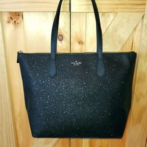 Kate Spade ♠️ Large Black Glitter tote